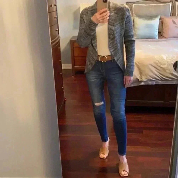 Ricki’s Cardigan Open Front Shawl Collar  Circle Sweater Blue Grey Size Small - Picture 11 of 16